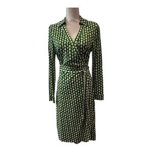 DVF Jeanne Two Silk Jersey Wrap Dress, Vintage Trellis Lawn